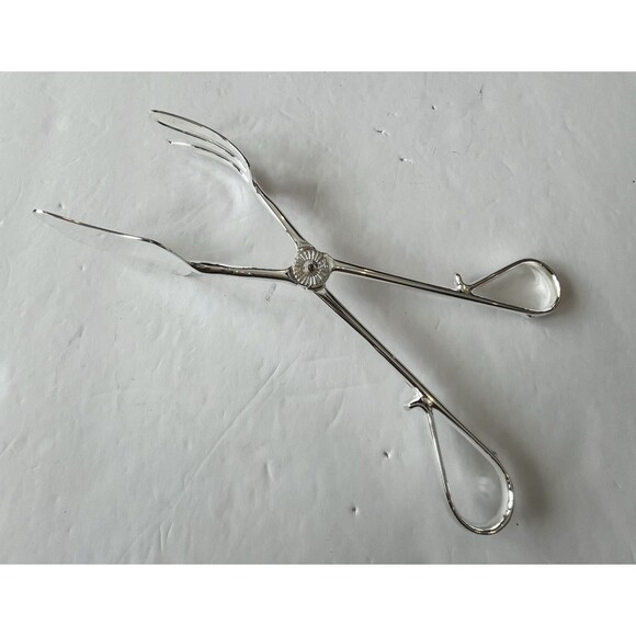 Elegance Silverplated Serving Tongs, set of three Cake Bread Salad 10" EP Zinc - Picture 14 of 16